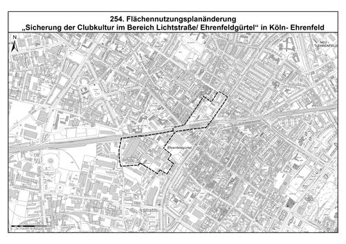 Sicherung der Clubkultur im Bereich Lichtstraße/Ehrenfeldgürtel in Köln-Ehrenfeld, 254. Änderung des Flächennutzungsplanes